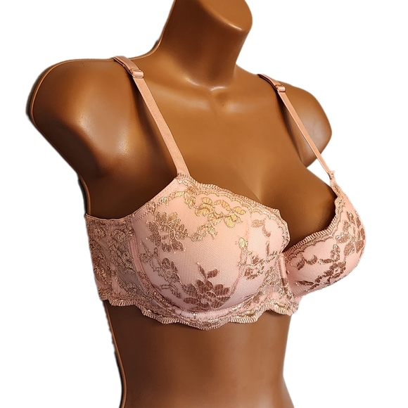 Victoria's Secret Pink & Rose Gold Metallic Dream Angels Lightly Lined Bra (36C) - Picture 4 of 8